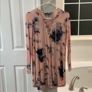 Women’s Karlie pink tie dye long sleeve dress
